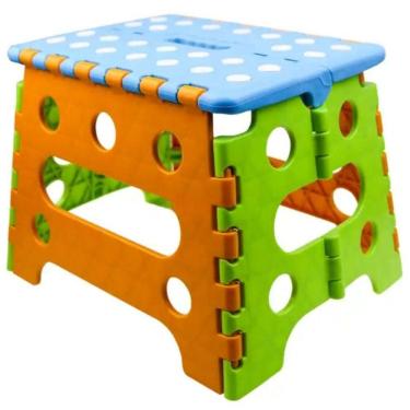 Imagem de Banquinho Dobrável Banqueta Plástica Infantil Com Alça 20kg