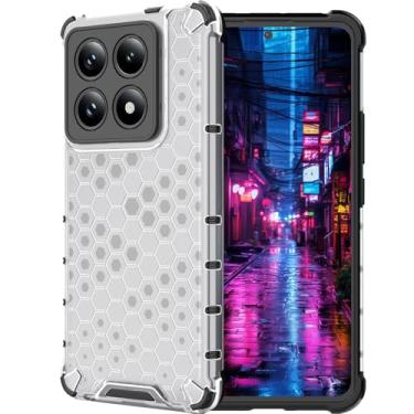 Imagem de Ephoou Capa transparente para Xiaomi 14 T Pro, não amarela, antiarranhões, fina, colmeia à prova de choque, capa de proteção para Xiaomi 14T Pro, branco transparente