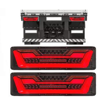 Imagem de Par Lanterna Traseira LEd Sete sequêncial Caminhão Utilitario Carreta Reboque KLX46QTL-132 - KLX