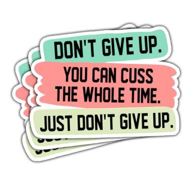 Imagem de 3 adesivos Don't Give Up You Can Cuss The Whole Time, Let Them Sticker, adesivos engraçados de inspiração sarcástica de saúde mental - adesivos de vinil para garrafas de água, laptop, carro, chapéu de