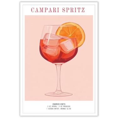 Imagem de JMGHKL Pôster de coquetel Campari Spritz arte de parede bar carrinho licor bar arte de parede bebidas arte de parede decoração de casa para bar pub cozinha clube coquetel impressões bar pôsteres 20 x