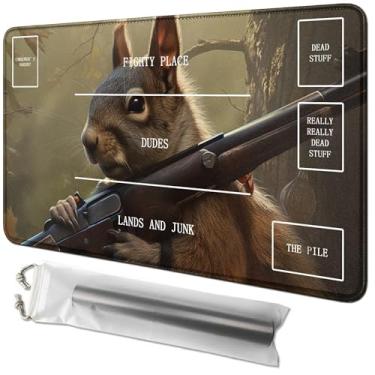 Imagem de RWUTYTIUL Mouse Card Playmat 24 X 14 Inch with Playmat Tube Bag, Card Gameplay Playmat with Zones Commander Deck Board MTG RPG CCG TCG Card Game Playing Desk Mats for Beginner
