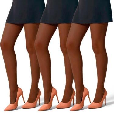 Imagem de Kit 3 Meias Calça Feminina com Lycra Básica Fio 15 - SELENE, Preto