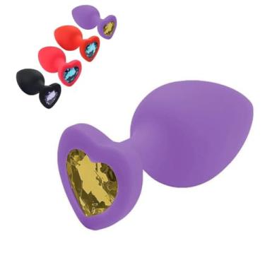 Imagem de Plug Anal Silicone Coração Grande 9,0 X 4,0 Cm Orgasmos Incríveis Prazer Intenso Fácil Limpeza [ROXO]