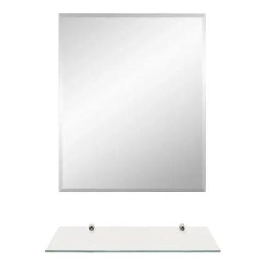 Imagem de Espelho banheiro lapidado Bisotê 40x60cm + prateleira de vidro - Woodg