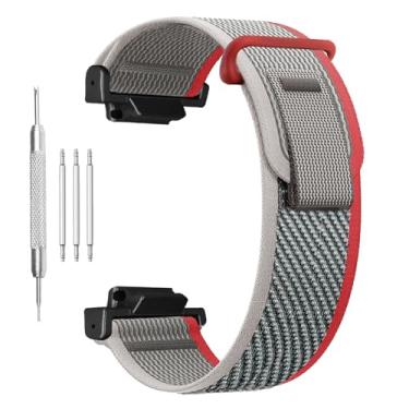 Imagem de Abanen Pulseira de relógio ultraleve de nylon com fecho de gancho e laço para Casio gshock GA-100/GW-B5600/DW-5600, pulseira elástica ajustável para GA 40gb/GM-5610 (vermelho-cinza)