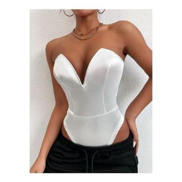 Imagem de G1601 Blusa Body Corselet Corpete Preto sem alça Luxo 438q - Xumi, Bra