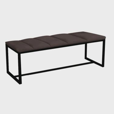 Imagem de Calçadeira Industrial Carla 195cm King Size Quarto Box Cama Ferro Preto Sintético Marrom - Ahz Móveis