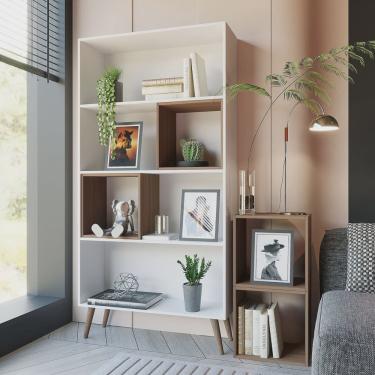 Imagem de Estante para Livros Retrô com 4 Nichos Removíveis 180cmx90cm Atlas Yescasa