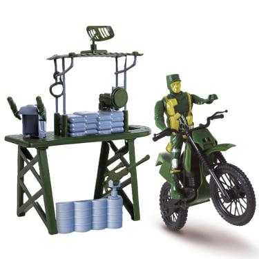 Imagem de Brinquedo Infantil Forte Militar Boneco e Moto Samba Toys