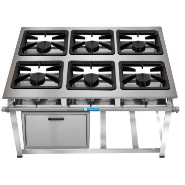 Imagem de Fogão Industrial 6 Bocas 40x40 ap P8 em Aço Inox com Forno