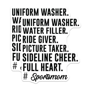 Imagem de (Pacote com 2) Adesivos Sports Mom - Adesivos Uniforme Washer Ride Giver - Adesivos de coração inteiro de torcida lateral - 12,7 cm no lado mais longo - Adere a qualquer superfície plana lisa - Feito