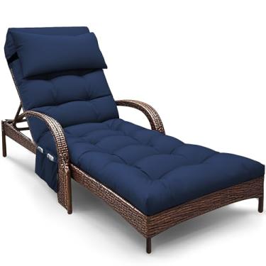 Imagem de Moutosne Almofadas de espreguiçadeira ao ar livre, almofadas de espreguiçadeira para móveis ao ar livre, à prova d'água, com gravidade zero, almofada para cadeira com encosto de cabeça 188 x 53 x 10