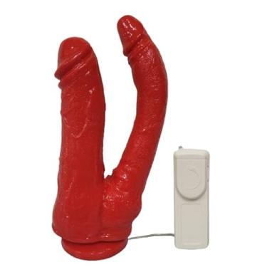 Imagem de Pênis Duplo 18x4 com Ventosa e Vibrador Vermelho – Lovetoys