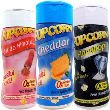 Imagem de Combo 3 Temperos Pipoca Popcorn Sabores Cheddar, Sal Do - Flavored Pop