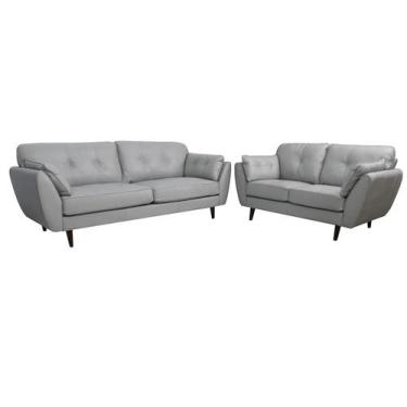 Imagem de Sofá de Couro Dallas 3 e 2 Lugares Grizzy - Mempra