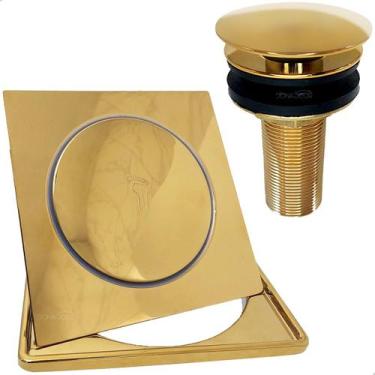 Imagem de Ralo Click E Porta Grelha 15x15 Valvula Click 7/8 Aço Inox Kit Banheir
