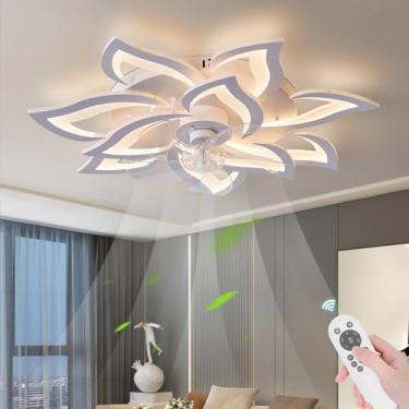 Imagem de Bevenus Ventiladores De Teto Com Luzes, Ventilador De Teto Embutido Em Formato De Flor De 32" Com Controle Remoto/Aplicativo, Ventilador De Teto De Perfil Baixo Com Led Regulável E 6 Velocidades Par