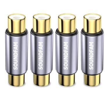 Imagem de SOUNDFAM Acoplador Rca Fêmea Para Fêmea Banhado A Ouro, Conectores Tipo Barril, Adaptadores, Cabos De Subwoofer Estendidos Para Hdtv, Alto-Falantes, Amplificadores, Áudio Automotivo (Acoplador Rca F