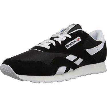 Imagem de Reebok Tênis masculino clássico de nylon, Preto/branco/preto, 40