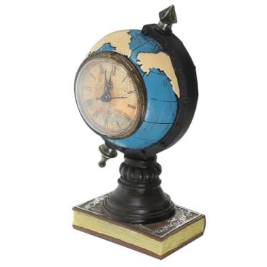 Imagem de Relógio retrô não retrô planeta livros vintage decoração decoração livro ornamento globo estatuetas legais acessórios de mesa decoração de mesa resina azul