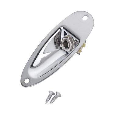 Imagem de Esquirla Jack de guitarra de guitarra Vigra de guitarra Placa de guitarra estável Saída de barco carregada de barco com parafuso Placa de macaco de guitarra, Argent