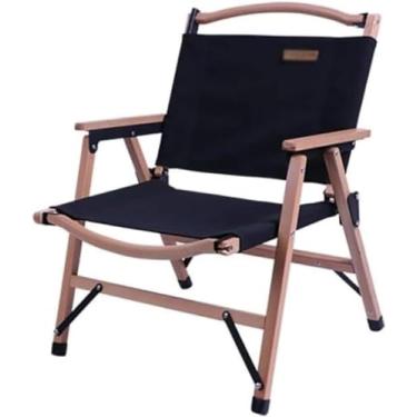 Imagem de ZYHSIJOBAS Cadeira de acampamento, cadeira dobrável portátil de madeira, cadeira de acampamento, mochila com apoios de braços, cadeira dobrável