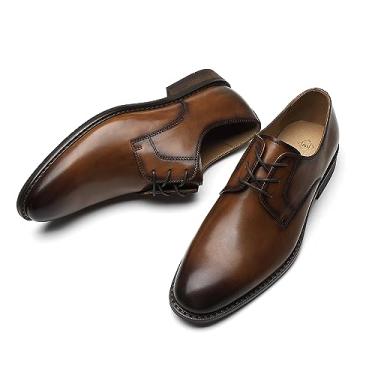 Imagem de La Milano Sapatos masculinos Oxford de couro clássico bico bico Oxford sapato social masculino, Mond-conhaque, 7.5