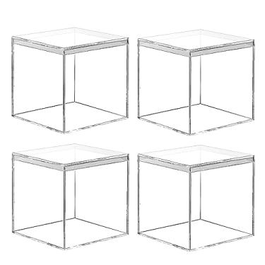 Imagem de Copzievkae Pacote com 4 caixas de acrílico transparente com tampa, caixas de acrílico para exibição, caixas de acrílico pequenas, caixa de plástico transparente, cubo quadrado de plástico para caixas