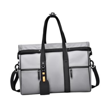 Imagem de menolana Bolsa de Armazenamento de Bagagem para Viagem de Negócios Masculina, Bolsa de Viagem Portátil Moderna de PU, Mochila de Ombro para Exercícios Ao Ar Li, Cinza