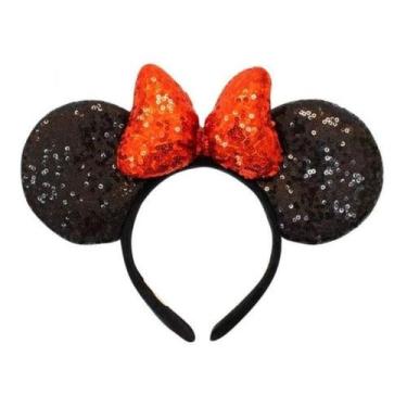 Imagem de Tiara Laço Vermelho Orelhas Minnie Mouse Lantejoulas Disney - Taimes
