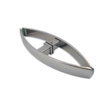 Imagem de Puxador curvo com 1 furo 27cm para porta de vidro e portão - Cromado -