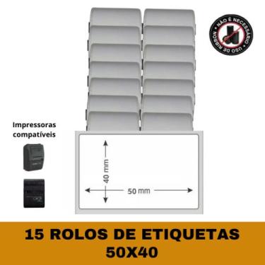 Imagem de Etiqueta Adesiva 58x40 P/ Mini Impressora E Pos58 - 15 Rolos - 58MM