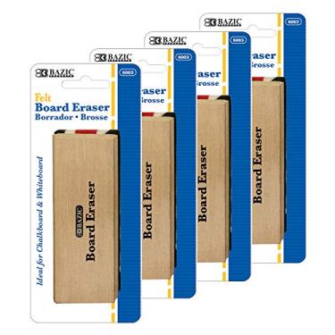 Imagem de BAZIC — Borracha de feltro para quadro-negro e quadro branco, limpador de madeira para lousa sem poeira, professores crianças, escritório, sala de aula, casa, pacote com 4