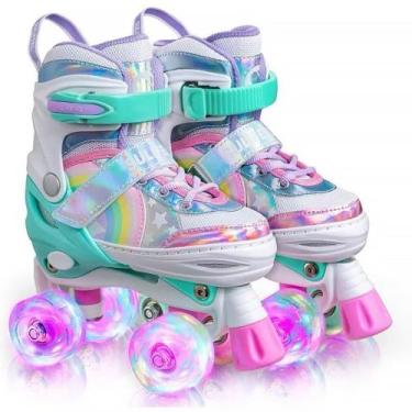 Imagem de Patins infantis ajustáveis com luzes LED coloridas - M-Studio, Cor ver