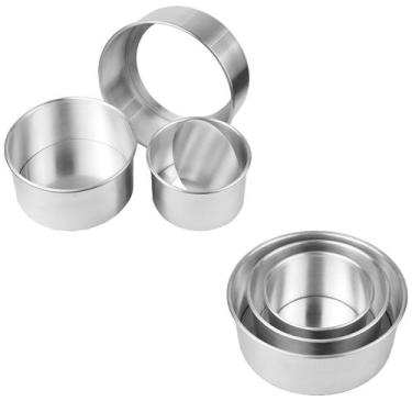 Imagem de Kit Forma Assadeira Redonda Fundo Removível Bolo 15-20-25 Alta 10cm - 