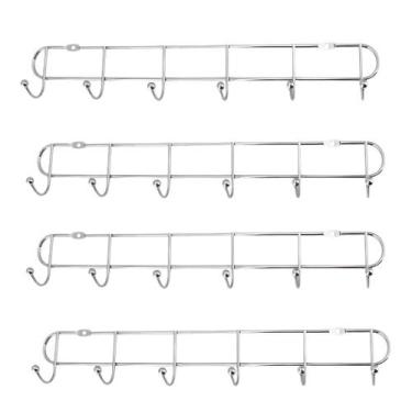 Imagem de Kit 4 Cabides de Parede Inox com 6 Ganchos 35cm Organizador - Lato Var