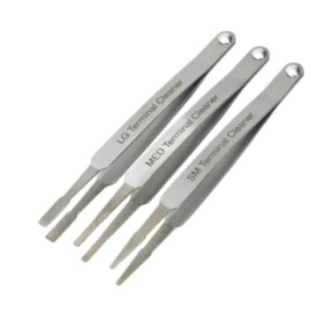 Imagem de KIMISS Ferramenta de limpeza de terminais, conjunto de 3 peças de limpador de terminal de metal, ferramenta de reparo automático para conector pequeno de pino elétrico