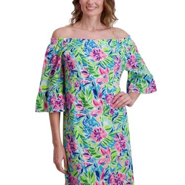 Imagem de Stella Parker Roupa feminina de verão casual para viagem, vestido de verão para resort, saída de praia, vestido de férias, Aqua Multi, G