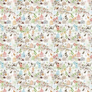 Imagem de Papel Parede Gaiolas E Pássaros Coloridos Decorativo Adesivo