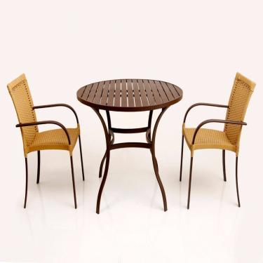 Imagem de 4 Cadeiras Ascoli e Mesa Ripada em Alumínio para Cozinha, Jardim, Piscina, Área, Churra...