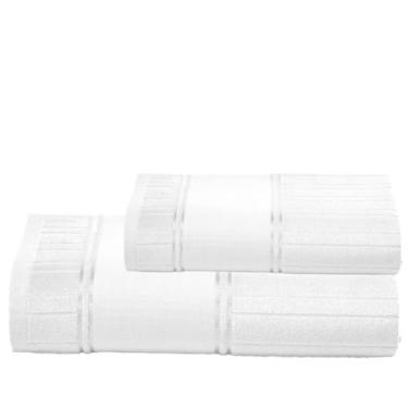 Imagem de Kit 1 Toalha De Banho E 1 Rosto Para Pintar Artesanalle – Jogo de Toalhas Premium 2 Peças com Barra para Pintar ou Bordar em Máquina – Diversas Cores (Branco)