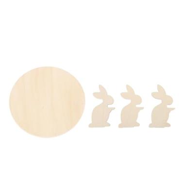 Imagem de Suporte de bolo de madeira, suporte de exibição de bolo rústico, bandeja decorativa de madeira para festa de aniversário e casamento (Bunny)