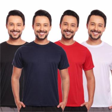Imagem de Kit 4 Camisas Masculina Manga Curta Dry Fit Proteção Uv - Brás e Cia, 