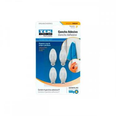 Imagem de Gancho Tek Ambar Branco P C/04 - TEK BOND, Branco