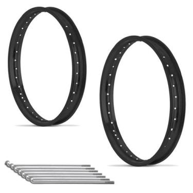 Imagem de Kit de aro e jogo de raio titan 125/150 ybr 125 - ENINCO, Preto fosco,