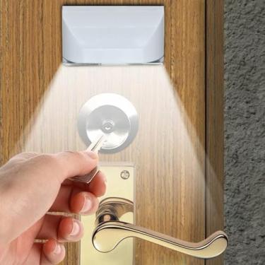Imagem de Sqruchel Luz De Porta Key Light, Pequeno Sensor Movimento Com 4 Lâmpadas Led, Noturna Alimentada Por Bateria Para Corredor, Escada, Cozinha, Armário, Quarto (Branca)