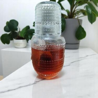 Imagem de Moringa Em Vidro Com Copo Jarra Água Suco Whisky Refresco Chá (600ml+2