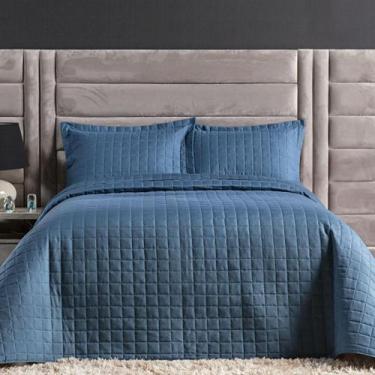 Imagem de Cobre Leito Queen Size 3 Peças Matelado 300 Fios Marinho - Enxoval Vip