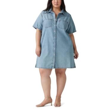 Imagem de Levi's Vestido jeans feminino Louisa de manga curta (também disponível em Plus), (Novo) Palavras torcidas, 4X